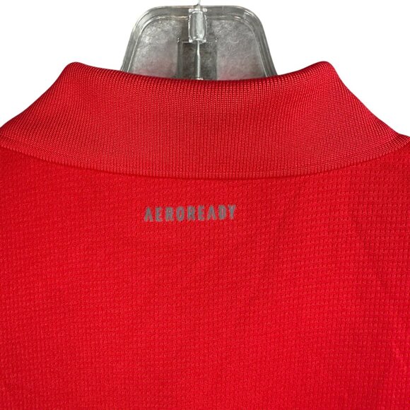 Adidas Aeroready Polo Shirt S Red Golf Rib Tennis Activewear Lightweight GK7012 - Picture 3 of 10